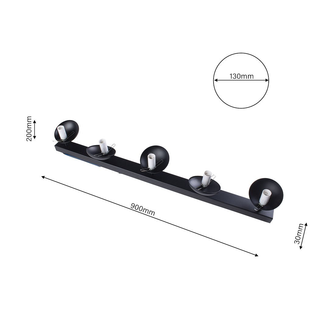 Deckenleuchte & Spot Balken SFERA Schwarz (5x E14) Glas Satiniert - Milagro