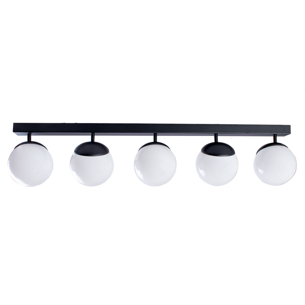 Deckenleuchte & Spot Balken SFERA Schwarz (5x E14) Glas Satiniert - Milagro