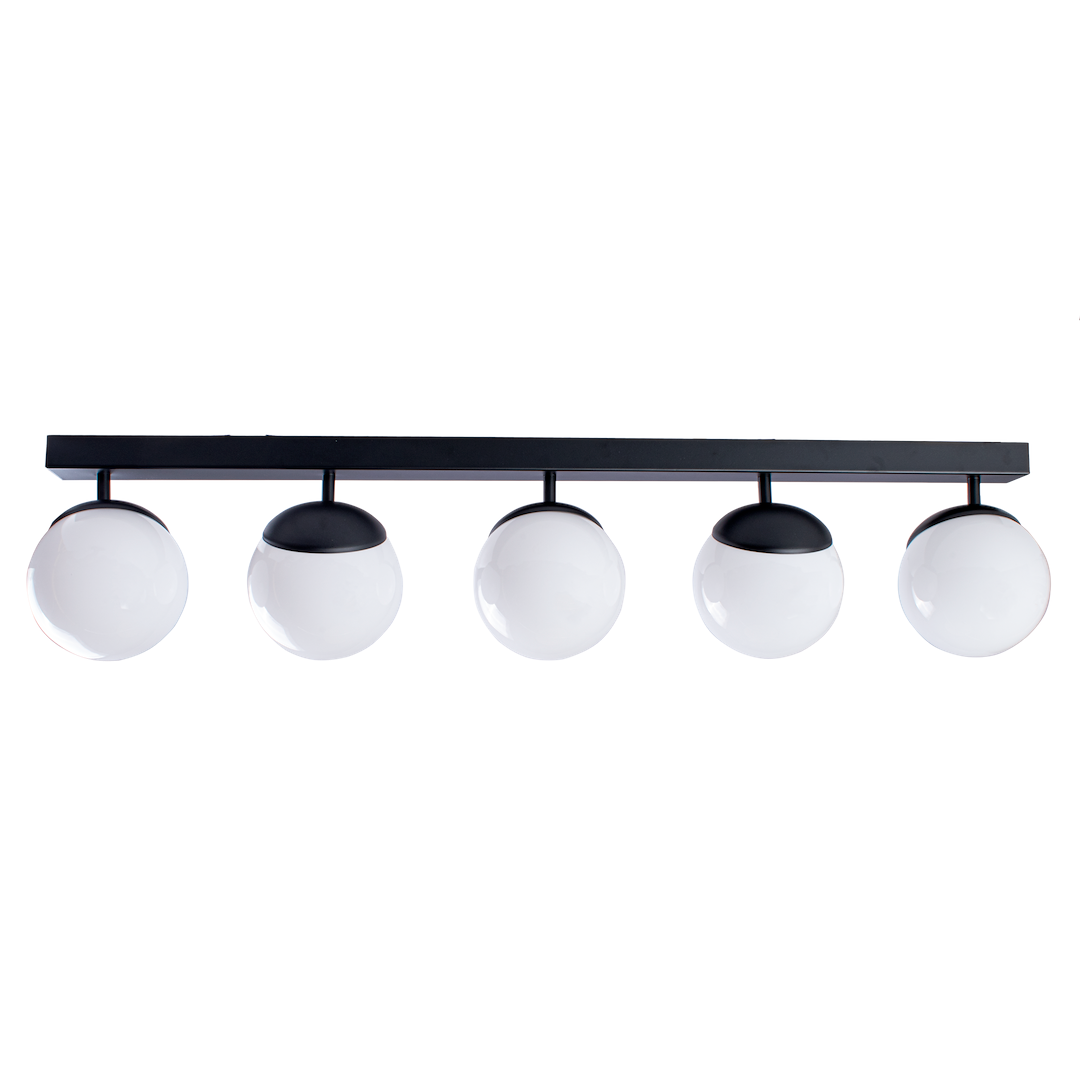 Deckenleuchte & Spot Balken SFERA Schwarz (5x E14) Glas Satiniert - Milagro