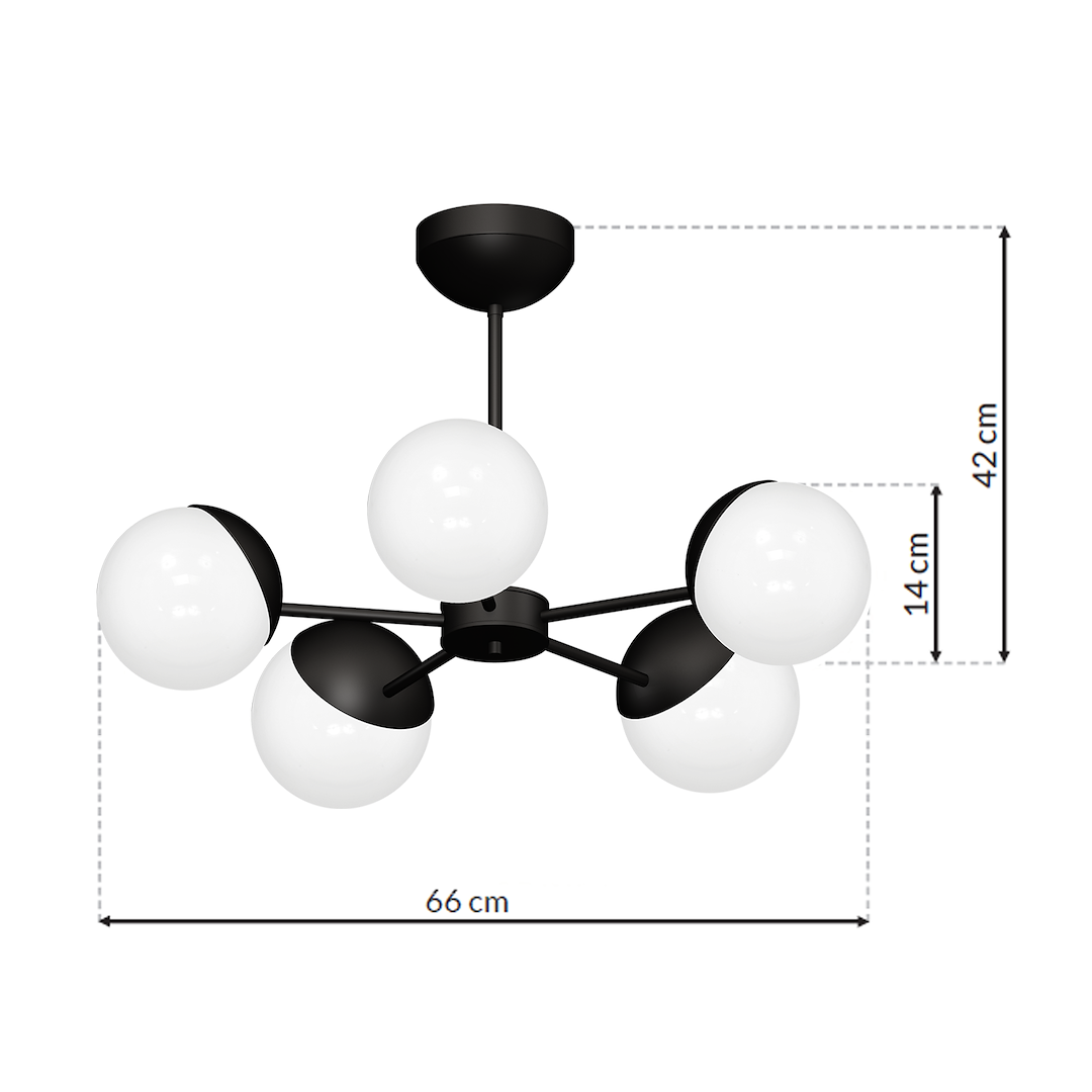 Pendelleuchte / Kronleuchter SFERA Schwarz (5x E14) - Milagro