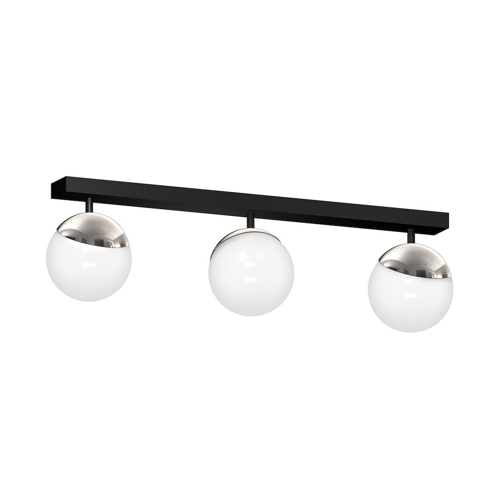 Deckenleuchte & Spot Balken SFERA Schwarz & Chrom (3x E14) Glas Satiniert - Milagro