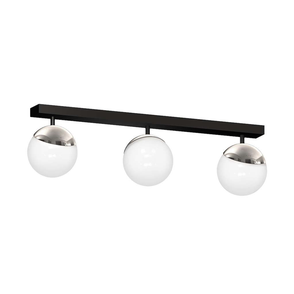 Deckenleuchte & Spot Balken SFERA Schwarz & Chrom (3x E14) Glas Satiniert - Milagro
