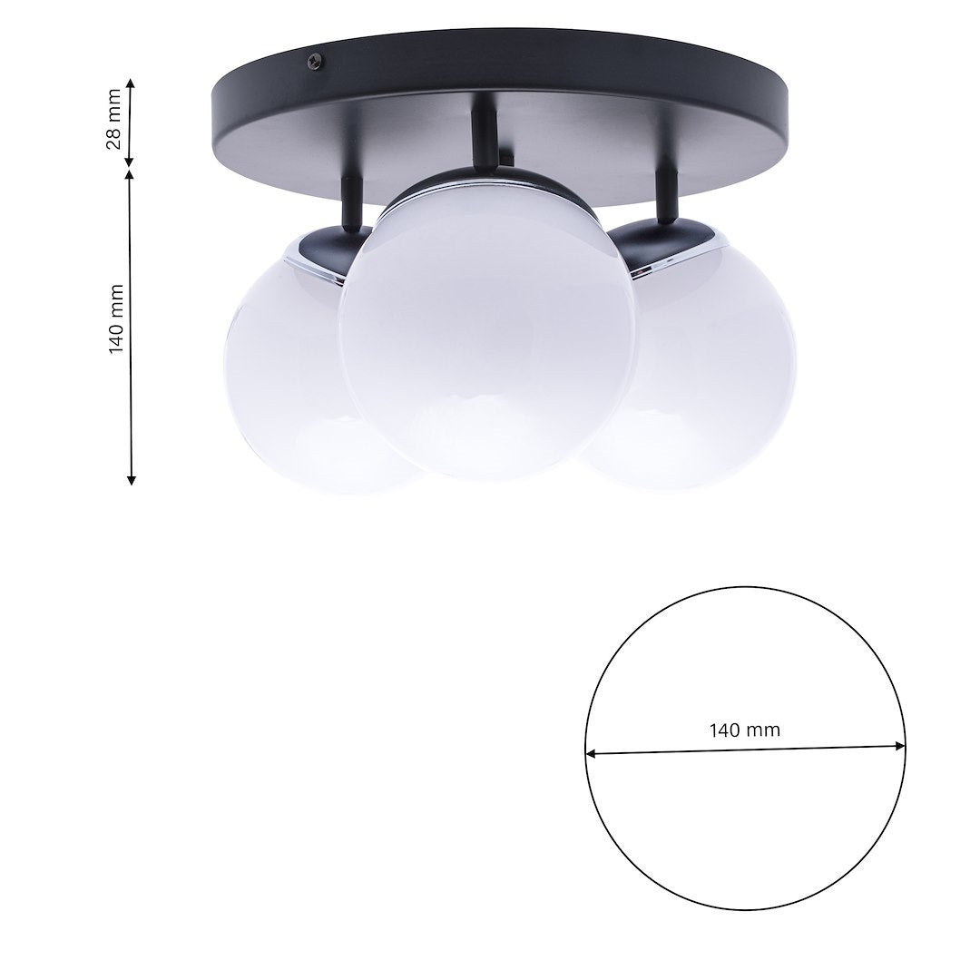 Deckenleuchte SFERA Schwarz/Chrom (3x E14) - Milagro