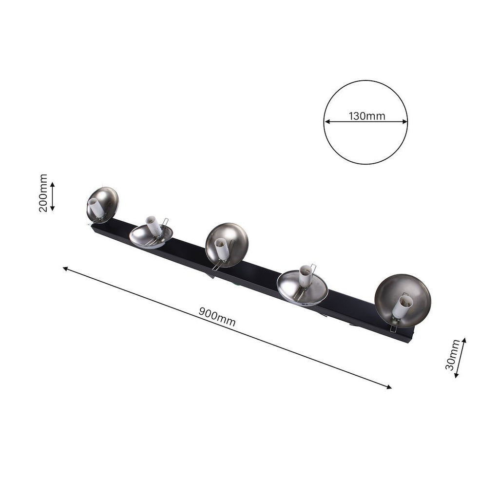 Deckenleuchte SFERA Schwarz/Chrom (5x E14) - Milagro