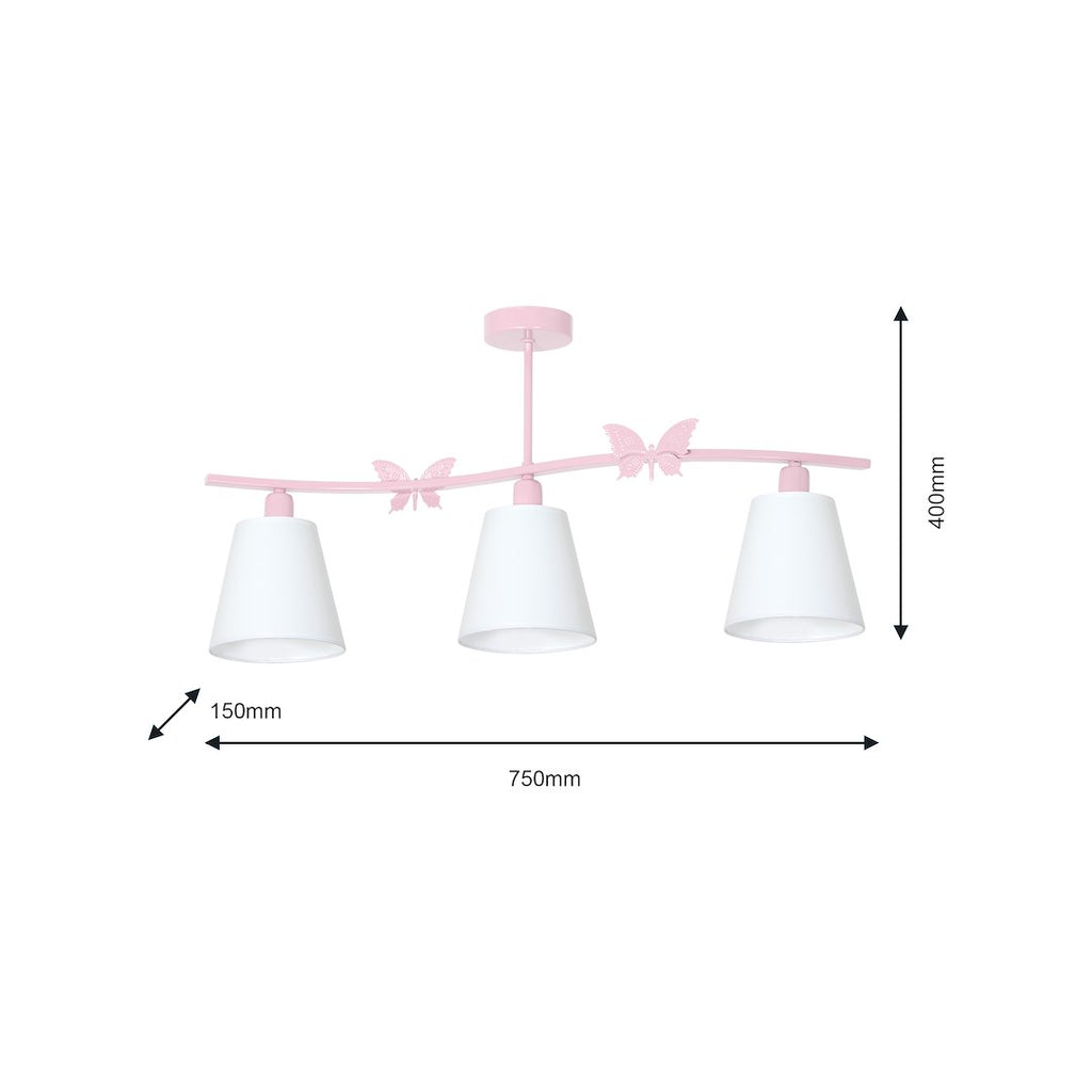 Kinder-Deckenleuchte Spot Balken ALICE Pink, Rosa (3x E14) - Milagro