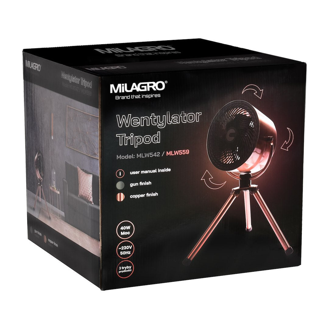 Standventilator 10Zoll Tripod Grau Dreibein - Milagro