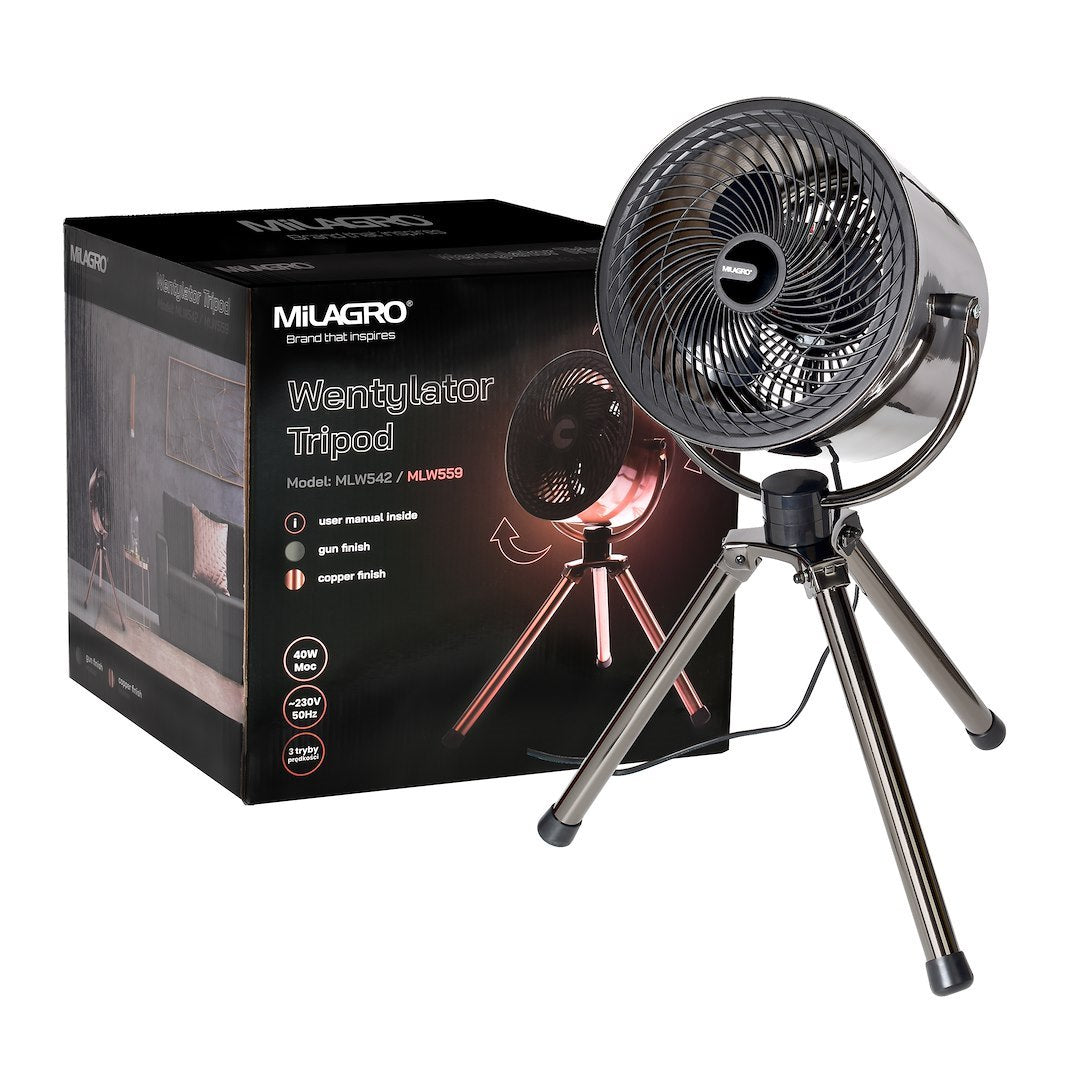 Standventilator 10Zoll Tripod Grau Dreibein - Milagro