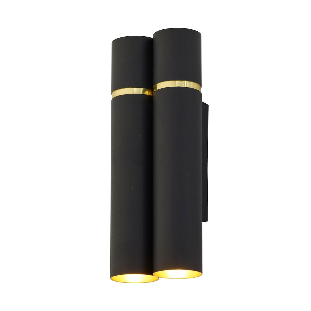 Wandleuchte LYNX Schwarz & Gold, Messing (4x E14) - Milagro