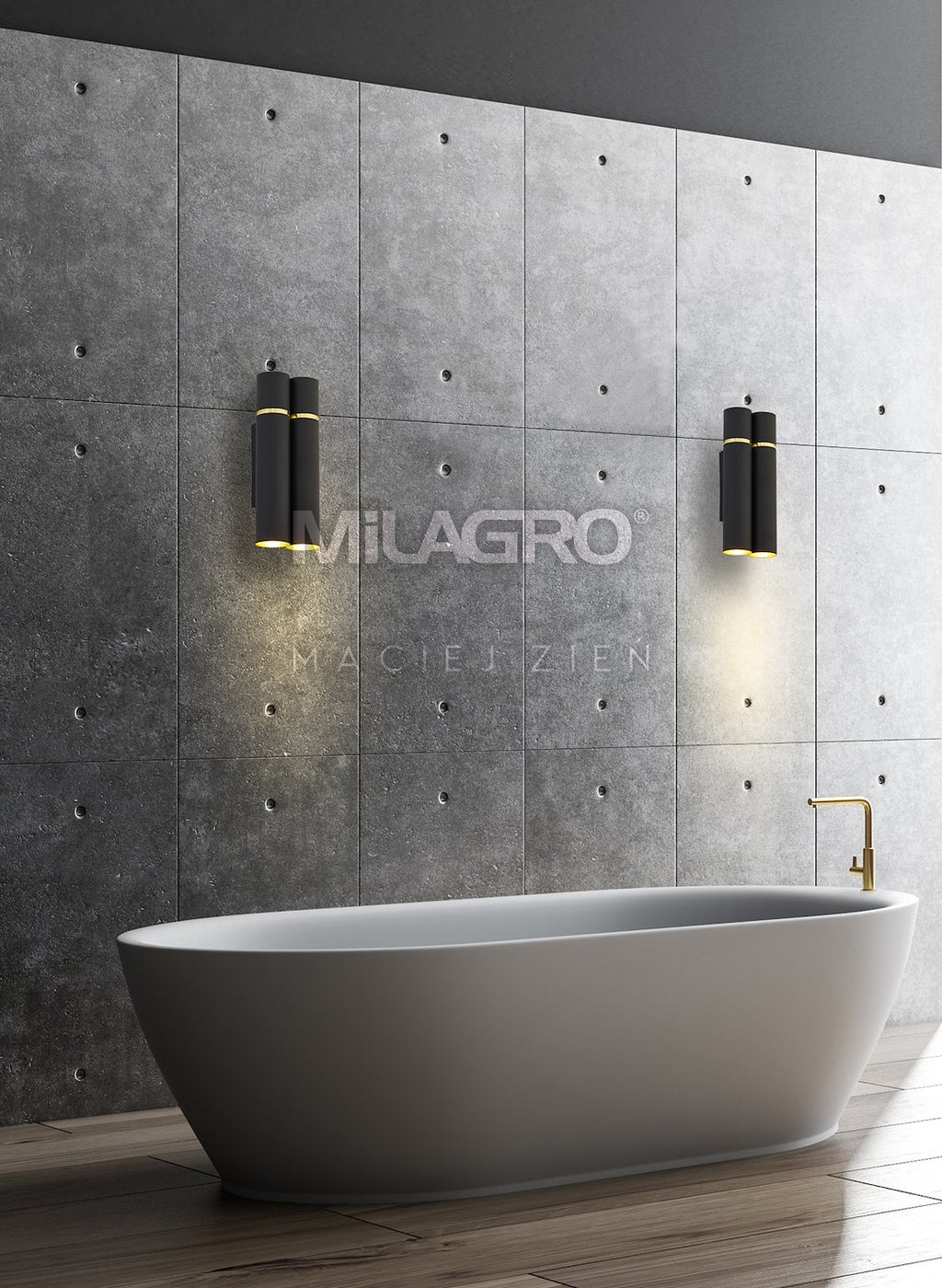Wandleuchte LYNX Schwarz & Gold, Messing (4x E14) - Milagro