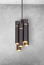 Pendelleuchte LYNX Schwarz & Gold, Messing (12x E14) - Milagro