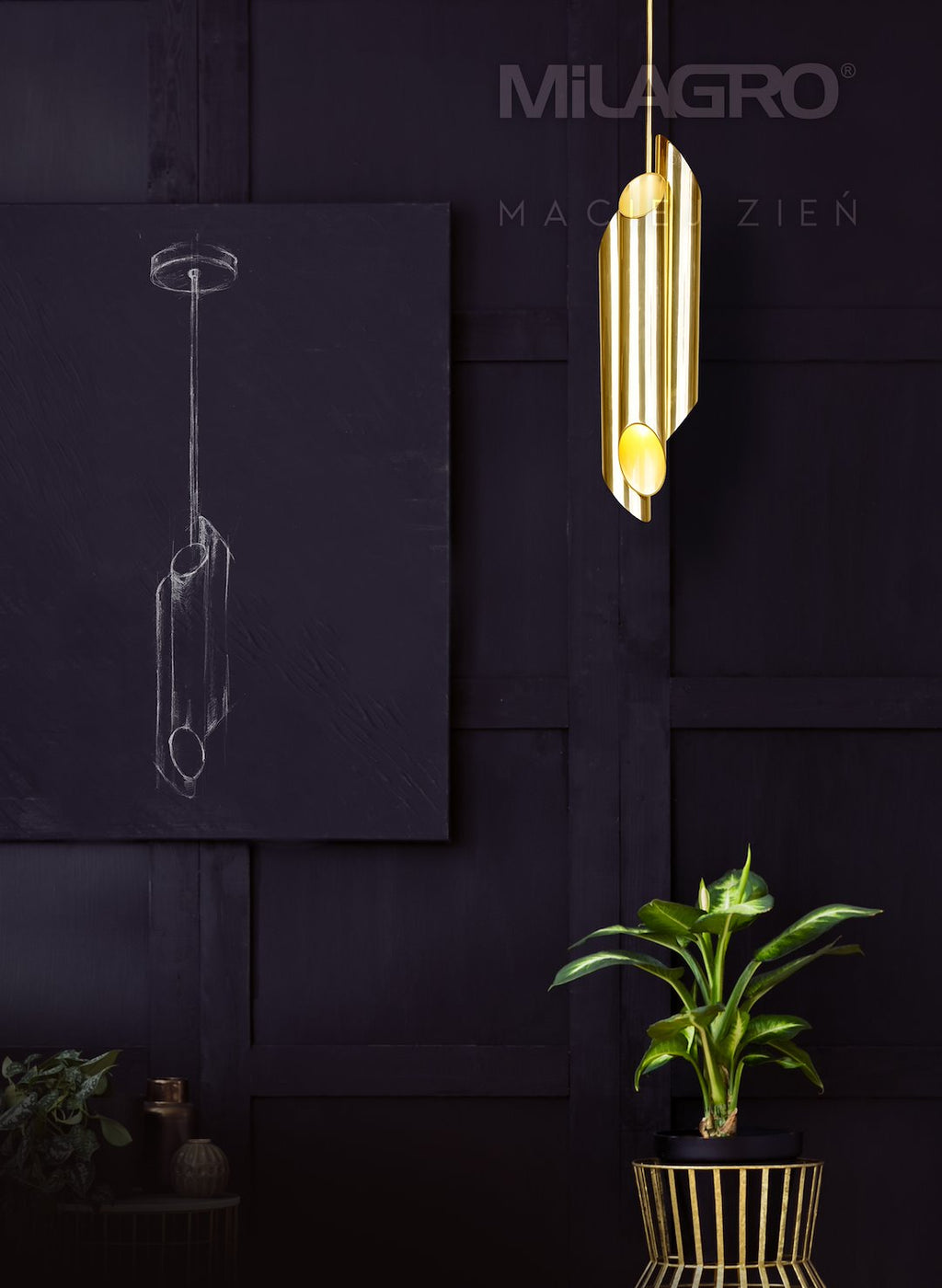 Pendelleuchte LIBRA Messing, Schwarz & Gold (6x E14) - Milagro