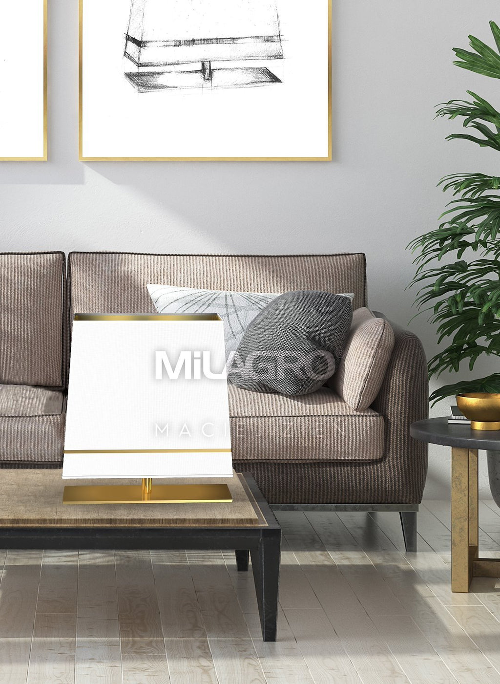 Tischleuchte VOLANS Weiß & Gold, Textil / Chintz (1x E27) - Milagro