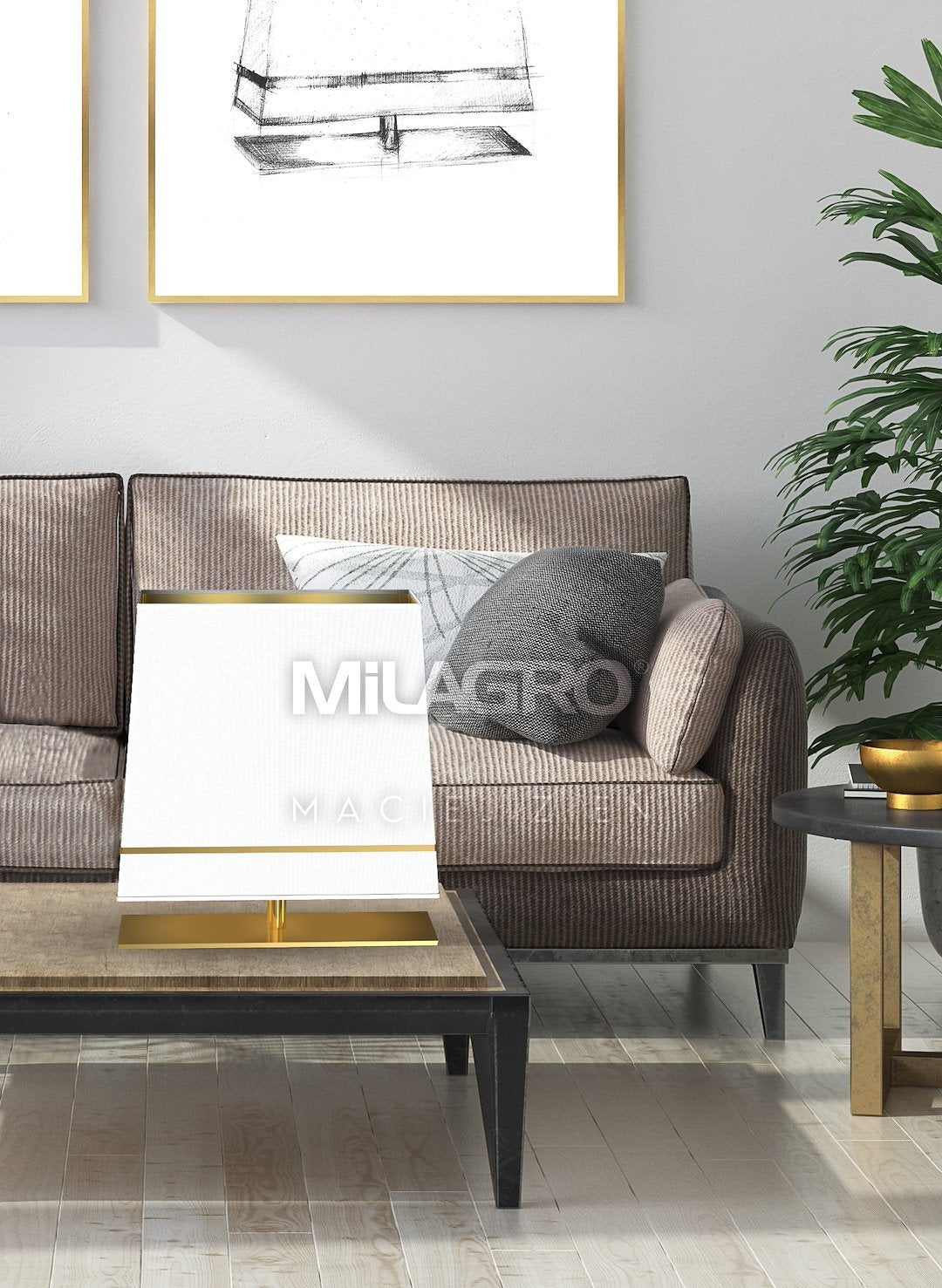 Tischleuchte VOLANS Weiß & Gold, Textil / Chintz (1x E27) - Milagro