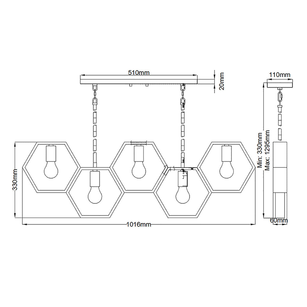 Pendelleuchte Bismarck (schwarz) 5x - Elstead Lighting