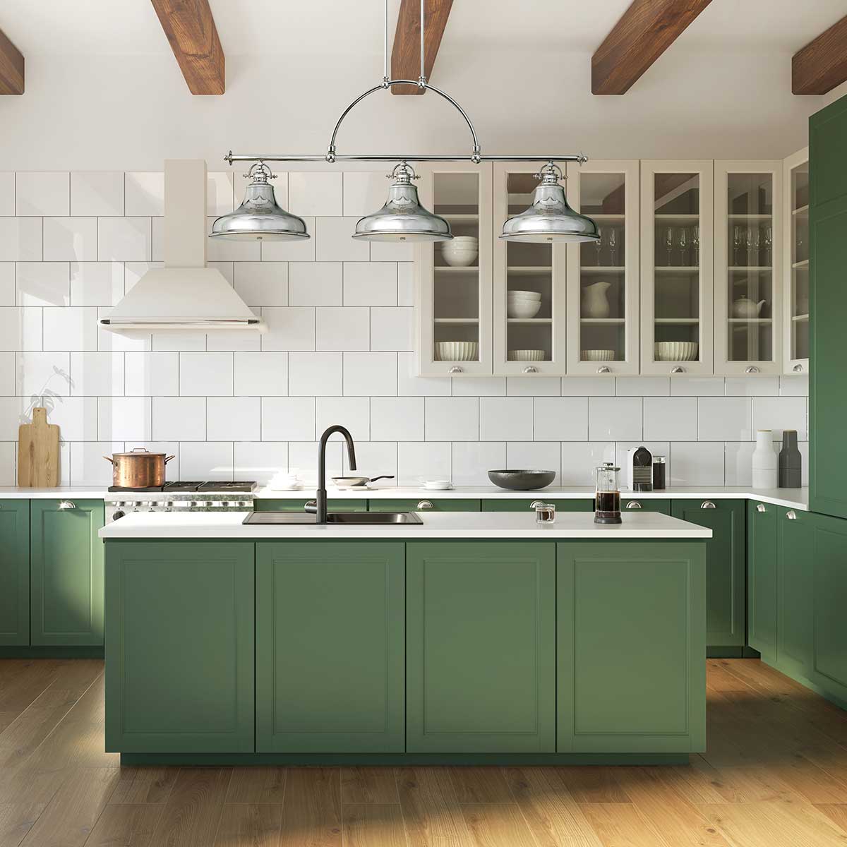 Pendelleuchte Emery (silberfarben) 3x - Elstead Lighting