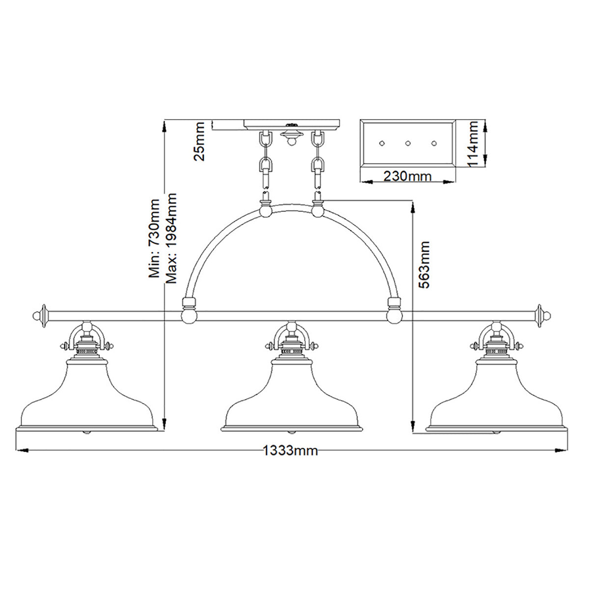 Pendelleuchte Emery (bronzefarben) 3x - Elstead Lighting