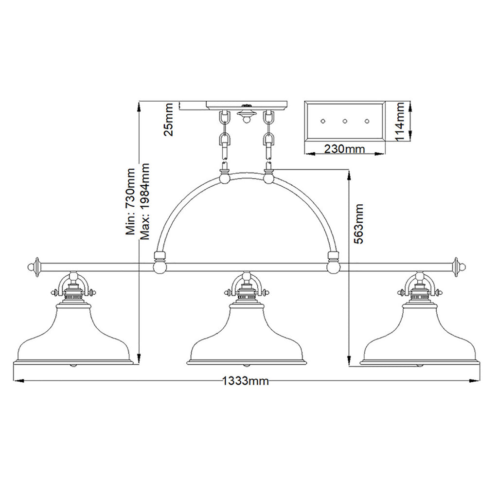 Pendelleuchte Emery (messingfarben) 3x - Elstead Lighting