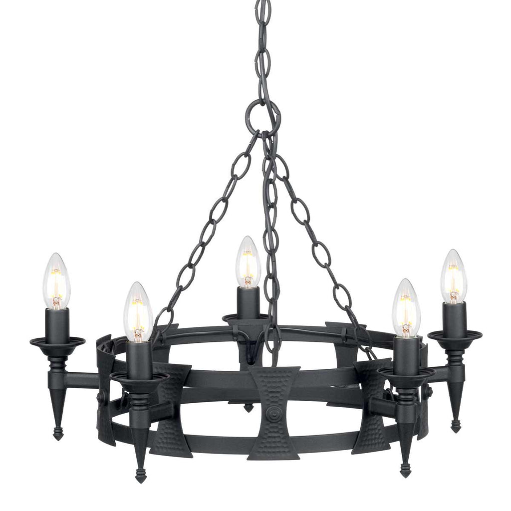 Pendelleuchte Saxon (schwarz) 5x - Elstead Lighting