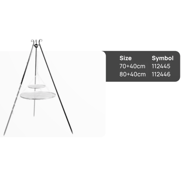 Schwenkgrill 180cm - Doppelrost aus Edelstahl 80cm + 40cm