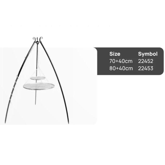 Schwenkgrill 200cm - Doppelrost aus Edelstahl 80cm + 40cm