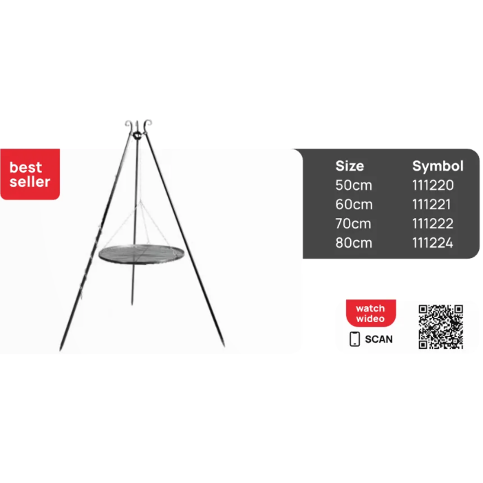 Schwenkgrill 180cm - Grillrost aus Rohstahl 50cm