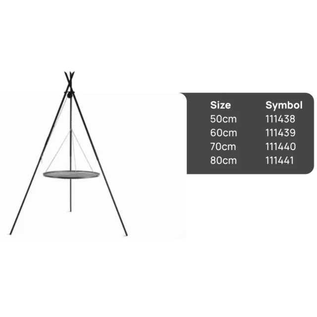 Schwenkgrill TIPI 210cm - Grillrost aus Rohlstahl 50cm