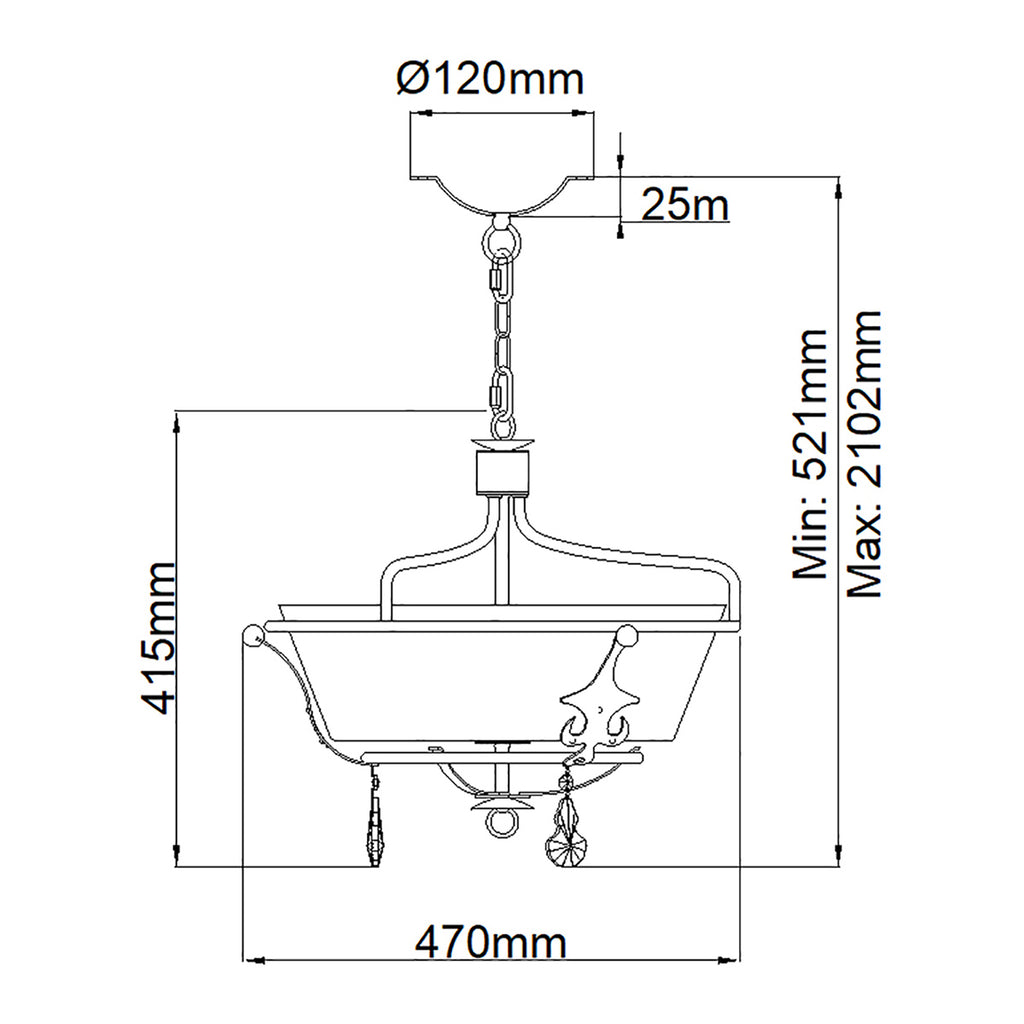 Deckenleuchte Windsor (goldfarben) 3x - Elstead Lighting