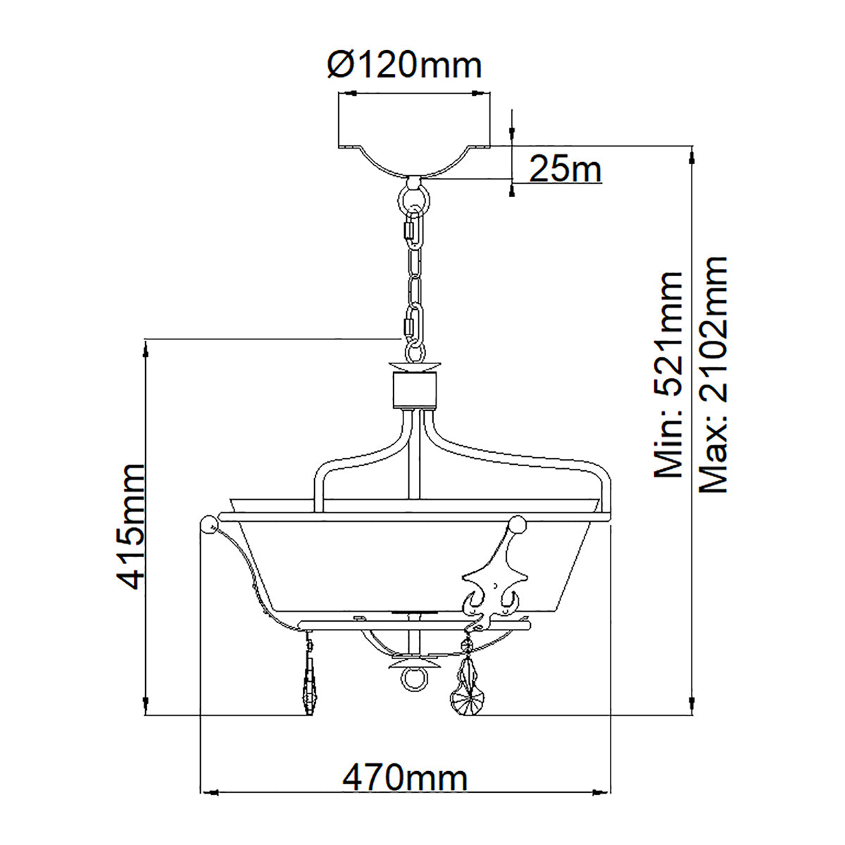 Deckenleuchte Windsor (goldfarben) 3x - Elstead Lighting