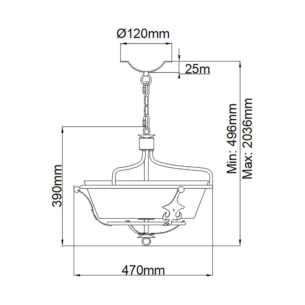Deckenleuchte Windsor (Graphit) 3x - Elstead Lighting