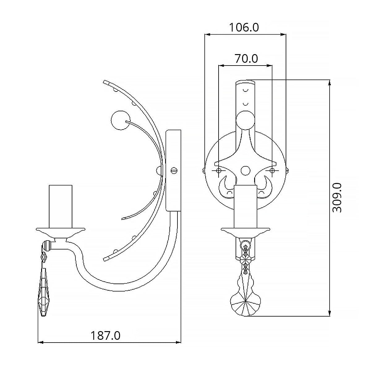 Wandleuchte Windsor (goldfarben) 1x - Elstead Lighting