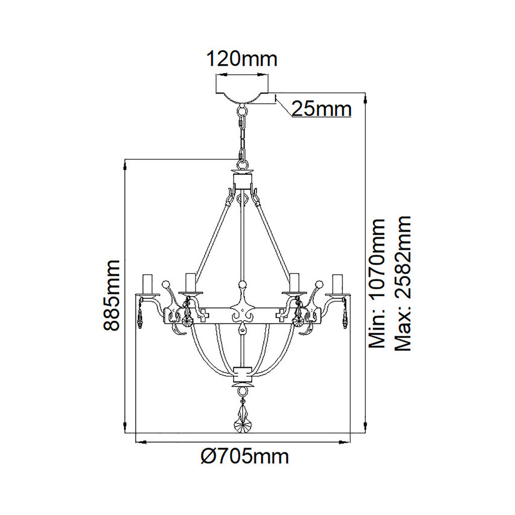 Pendelleuchte Windsor (goldfarben) 6x - Elstead Lighting