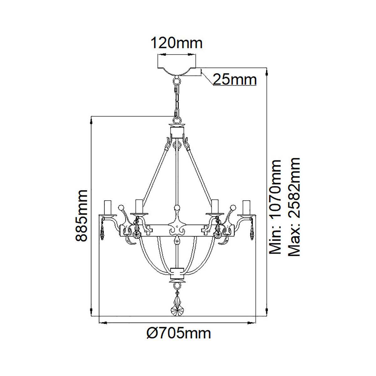 Pendelleuchte Windsor (goldfarben) 6x - Elstead Lighting