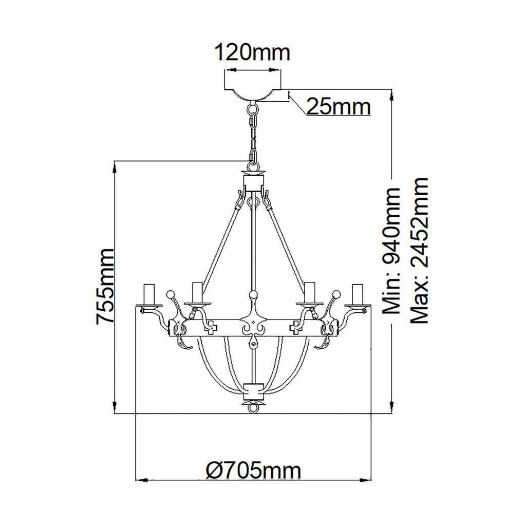 Pendelleuchte Windsor (Graphit) 6x - Elstead Lighting