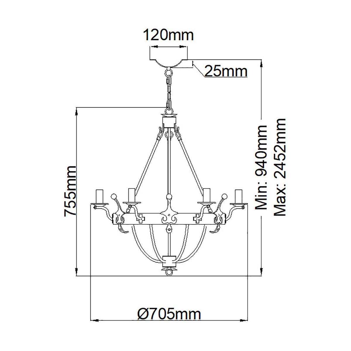 Pendelleuchte Windsor (Graphit) 6x - Elstead Lighting