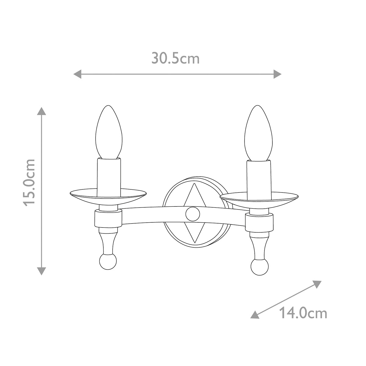 Wandleuchte Warwick (silberfarben) 2x - Elstead Lighting