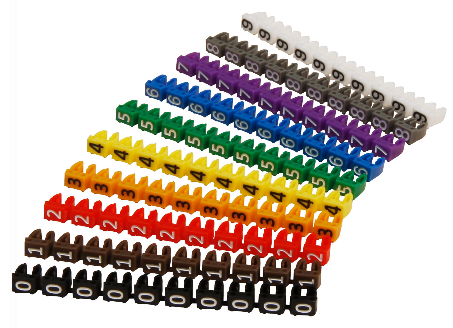 Kabelmarker-Clips LEDeco, bedruckt mit Ziffern 0-9, Kabeldurchmesser bis 4mm
