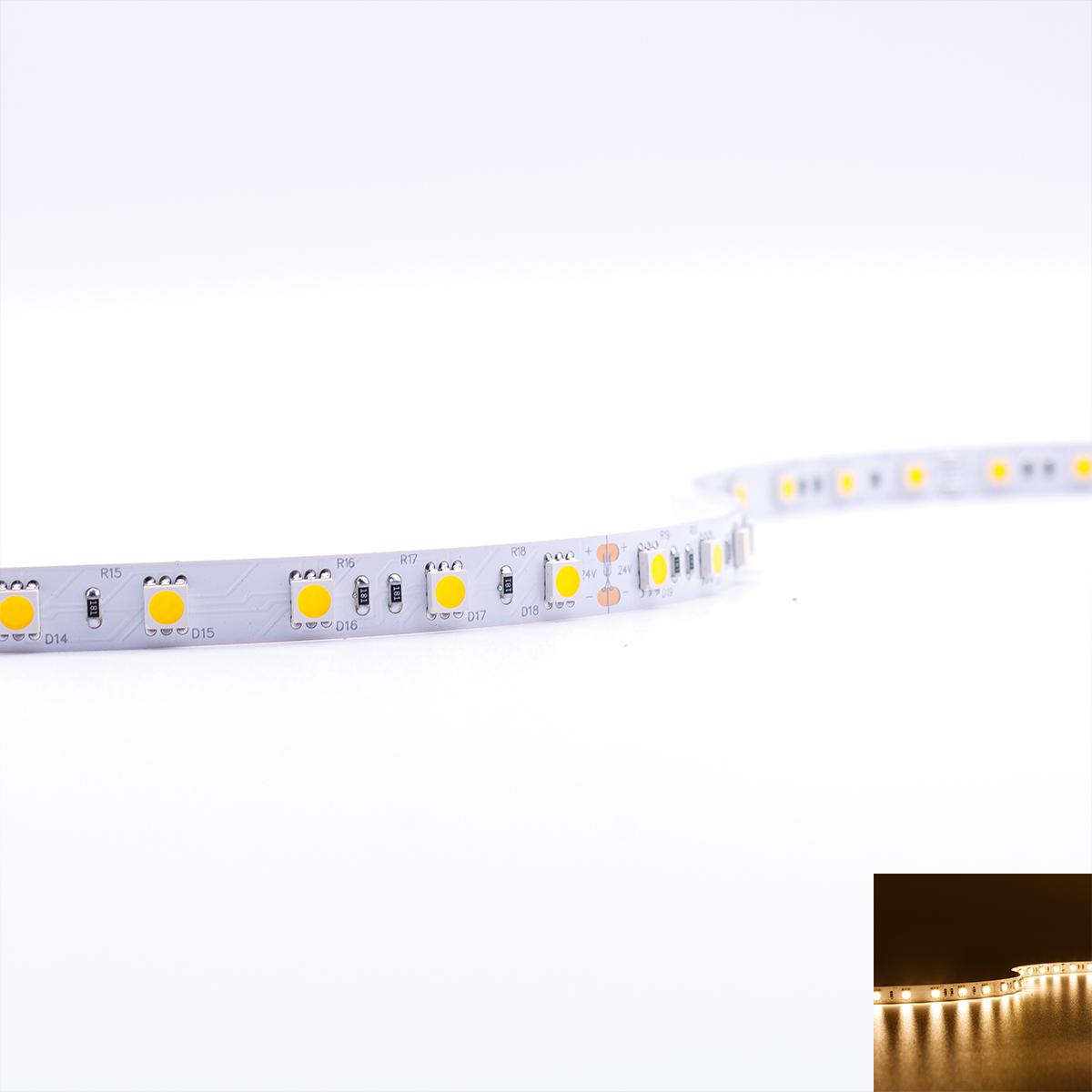 Strip Warmweiß 24V LED Streifen 5M 14,4W/m 60LED/m 10mm IP20 3000K