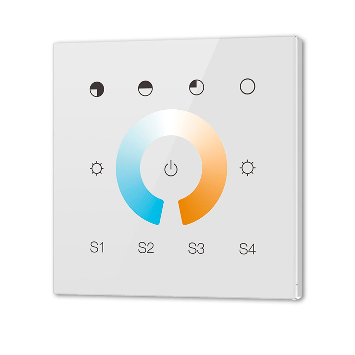 DALI DT8 CCT 1 Gruppe Einbau-Touch Master-Controller, weiß, 100-240V AC oder DALI-Bus Spannung