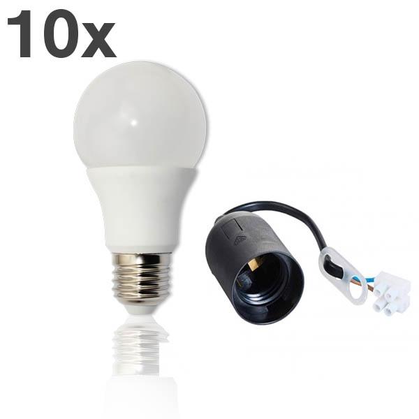 10x LED Leuchtmittel 7W 500lm + Baufassung E27