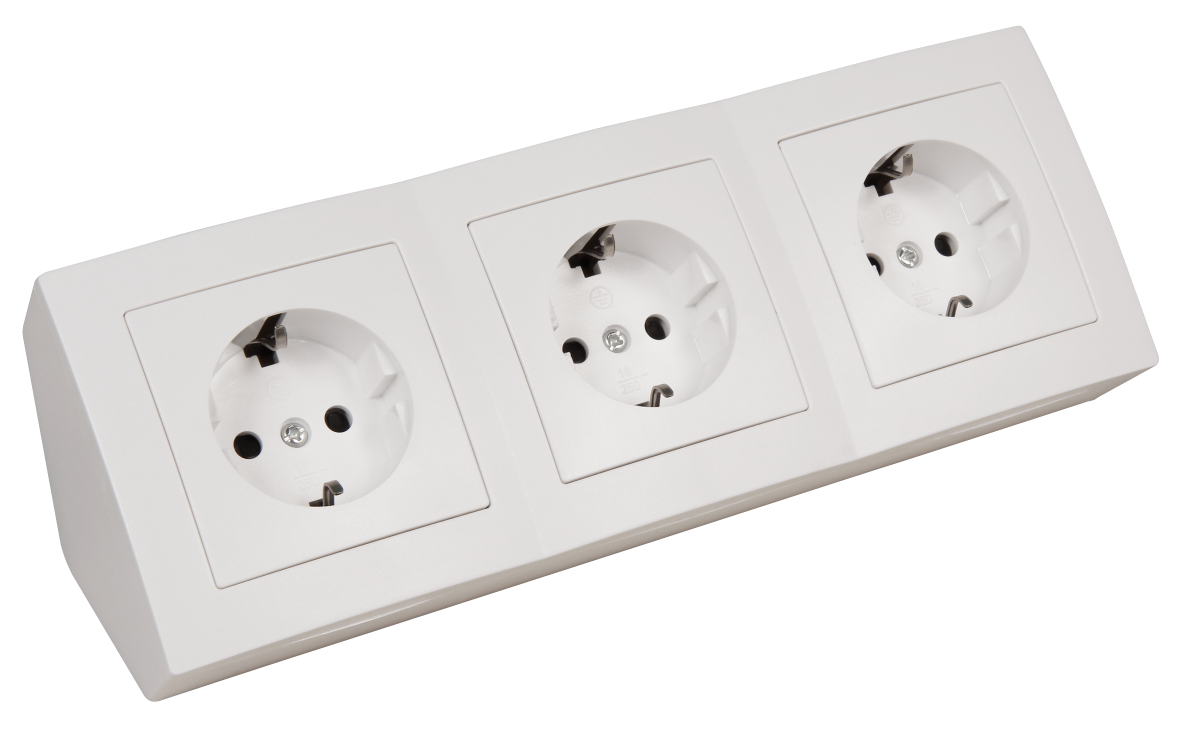 Steckdosenblock LEDeco STYLE 250V~/16A, Aufbau, weiß, 3-fach Schutzkontakt