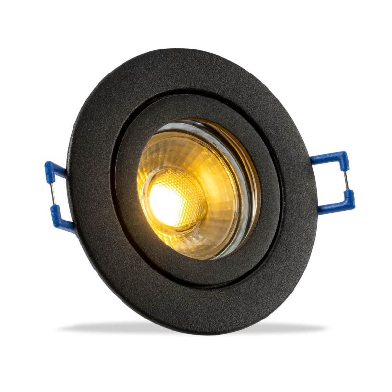 Einbauspot IP44 rund - Abdeckring: schwarz - LED Leuchtmittel: GU10 5W warmweiß