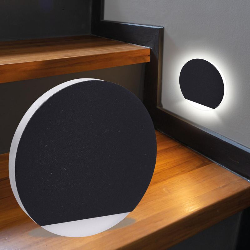 LED Stufenlicht 230V Treppenbeleuchtung rund schwarz - Unterteil Lichtfarbe: Neutralweiß 4000K 1,5W