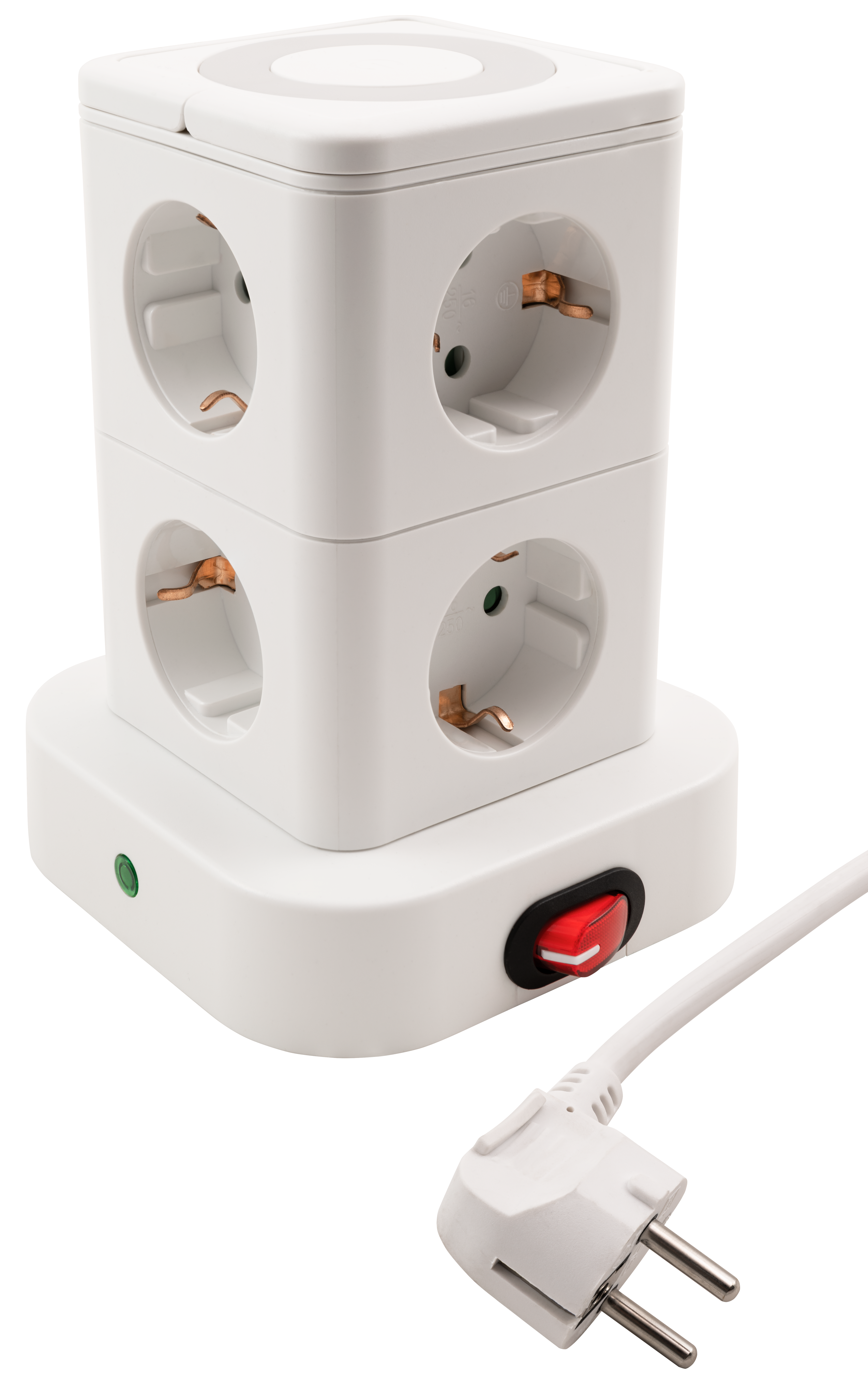 Steckdosenturm LEDeco ST-08 8 Steckdosen, 2x USB-A + 1x USB-C, 1,4m Kabel