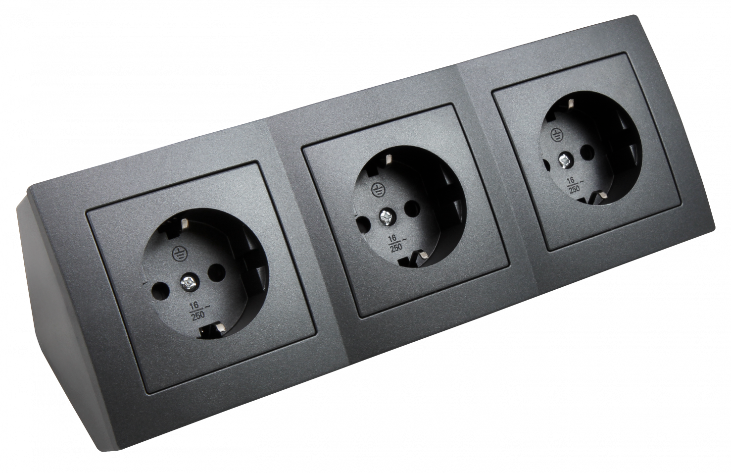 Steckdosenblock LEDeco STYLE 250V~/16A, Aufbau, Anthrazit, 3-fach Steckdose