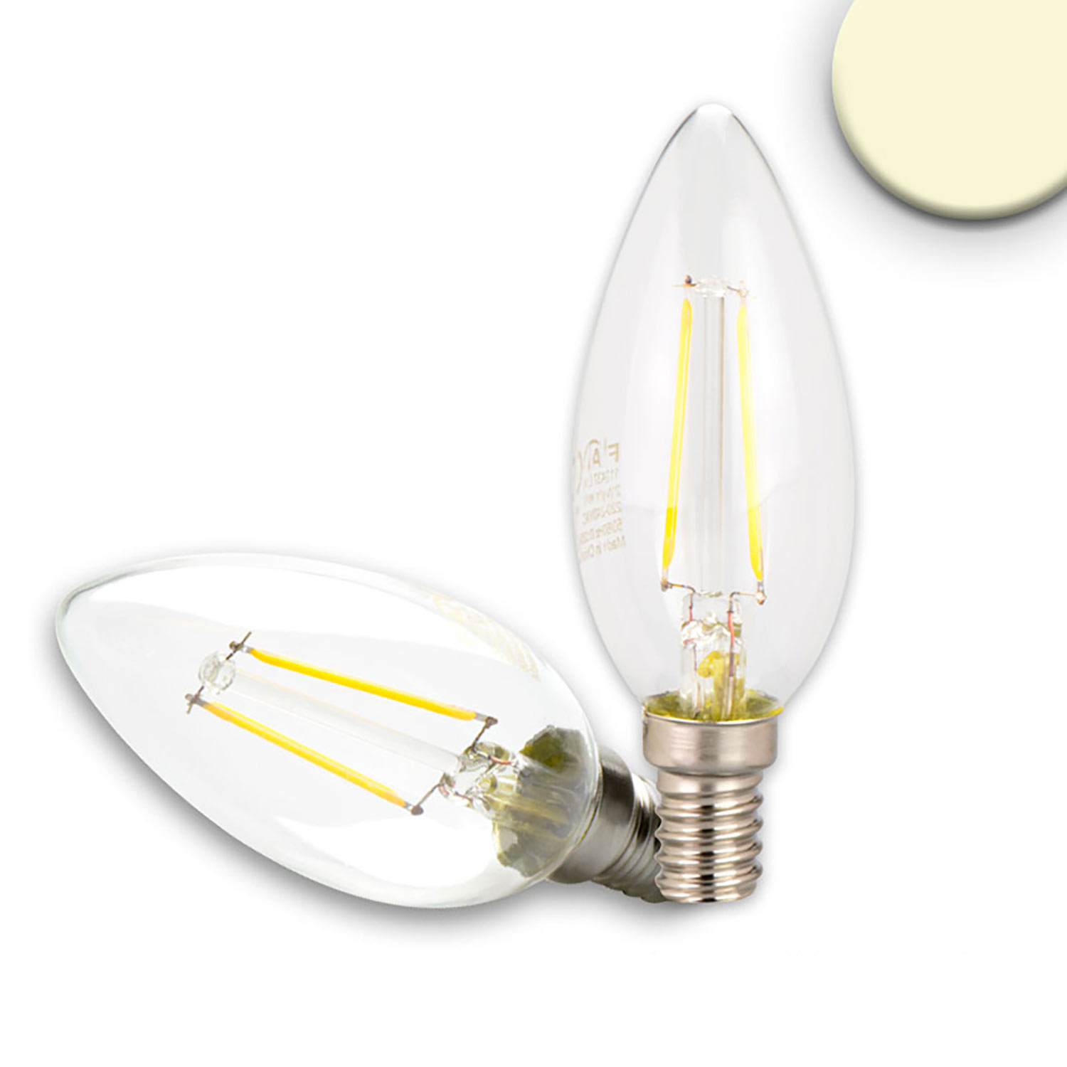 E14 LED Kerze, 2W, klar, warmweiß, dimmbar