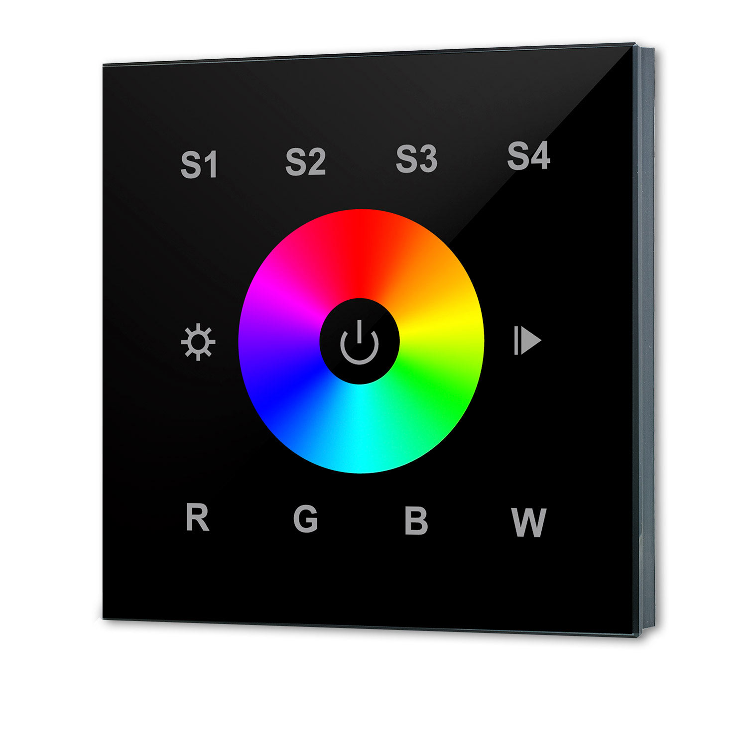 DALI DT8 RGB+W 1 Gruppe Einbau-Touch Master-Controller, schwarz, 100-240V AC oder DALI-Bus Spannung