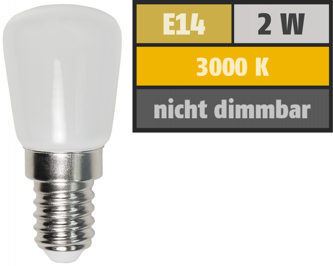 LED Kolbenlampe LEDeco, E14, 2W, 160lm, 260°, 23x51mm, warmweiß