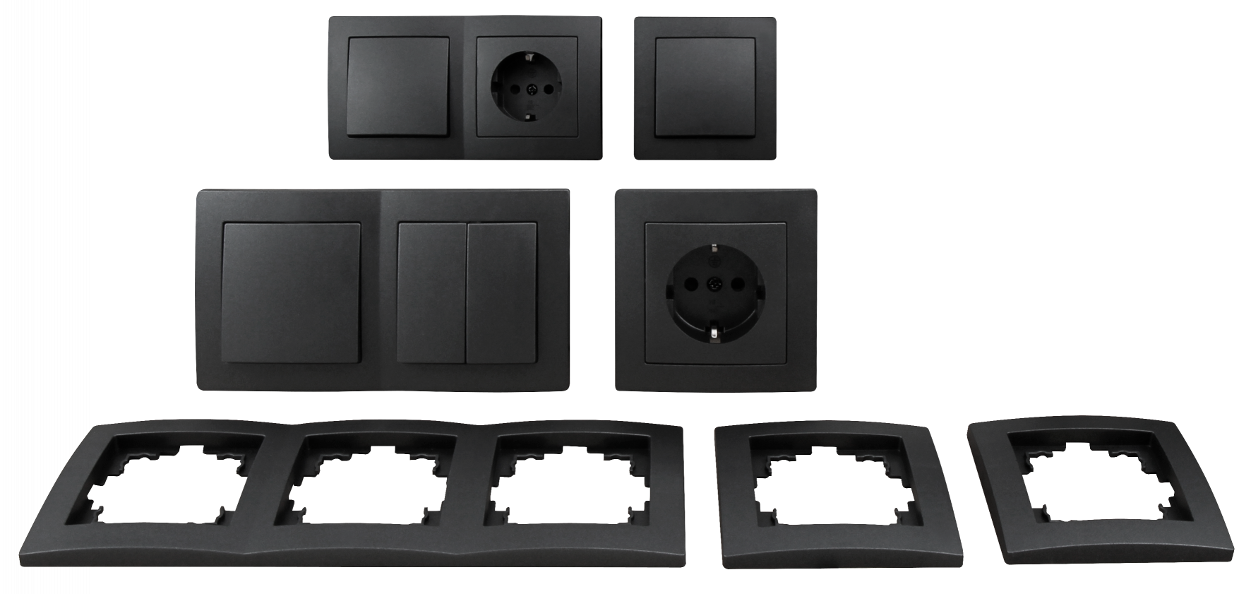 Schalter und Steckdosen Set LEDeco STYLE Flur 13-teilig, anthrazit