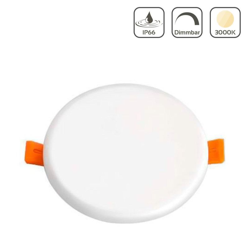 LED Panel Einbaustrahler rund weiss 10W Ø125mm 3000K IP66 dimmbar
