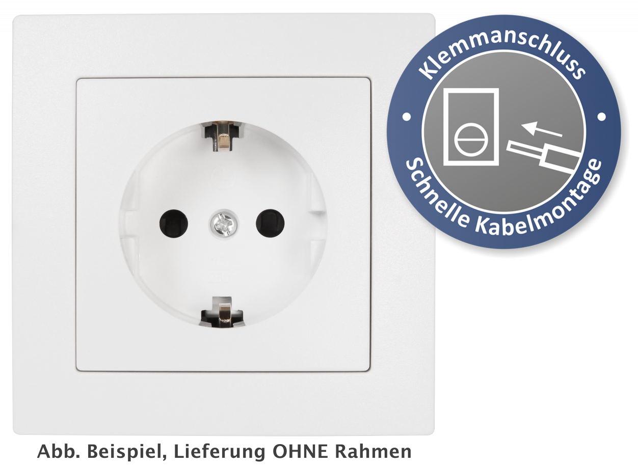 Schutzkontakt-Steckdose LEDeco STYLE, 250V~/16A, UP, Klemmanschluss, weiß